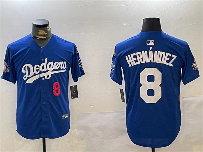 Los Angeles Dodgers #8 Enrique Hern??ndez Royal 2024 World Series With Fernando Memorial Patch Alternate Limited Stitched Jersey - Click Image to Close